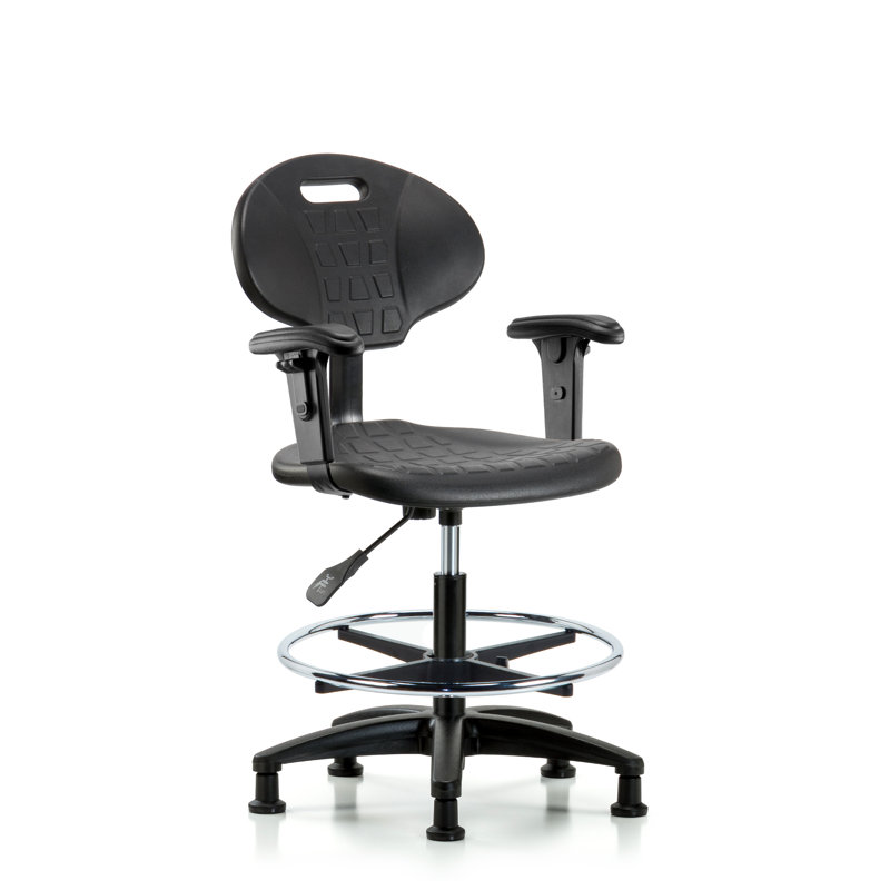 Jiwon Drafting Chair, Glides, Black, Arm Included