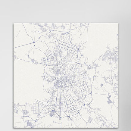 « st. petersbourg routes », impression sur toile tendue, H 18 po x l 18 po x P 1,5 po, Toile avec cadre noir, Pas de tapis