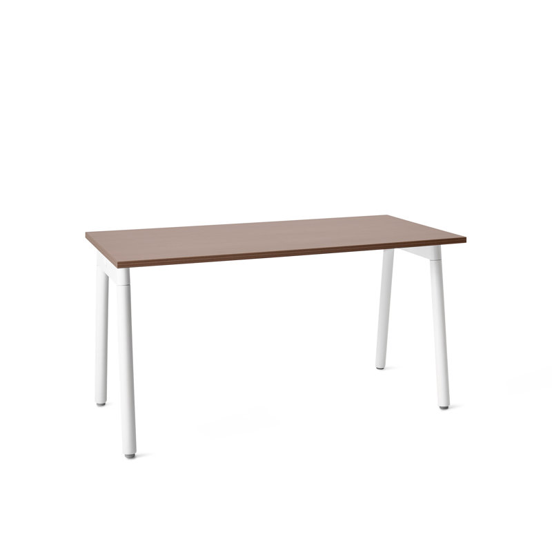 Series A Executive Single Desk, 29" H x 57" W x 27" D, White/Walnut