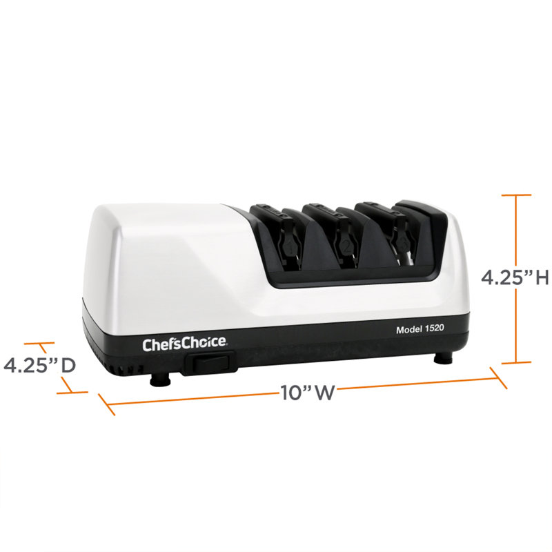 White Electric Knife Sharpener with Diamond Abrasive Discs