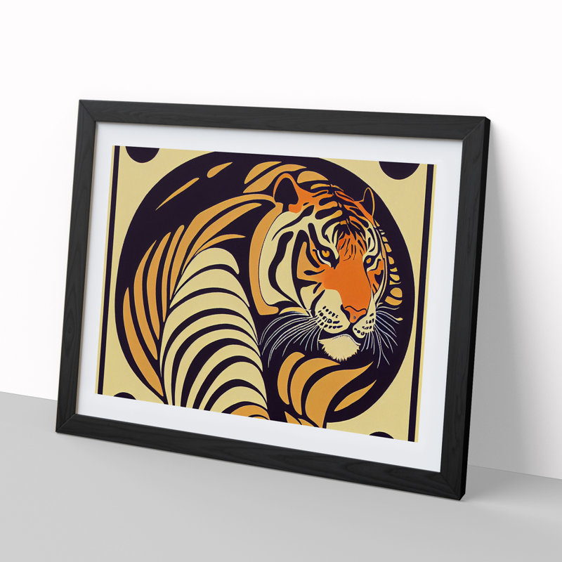 Tiger Vol.2 Abstract - Single Picture Frame Print, 46cm H x 64cm W x 2cm D, Black Framed