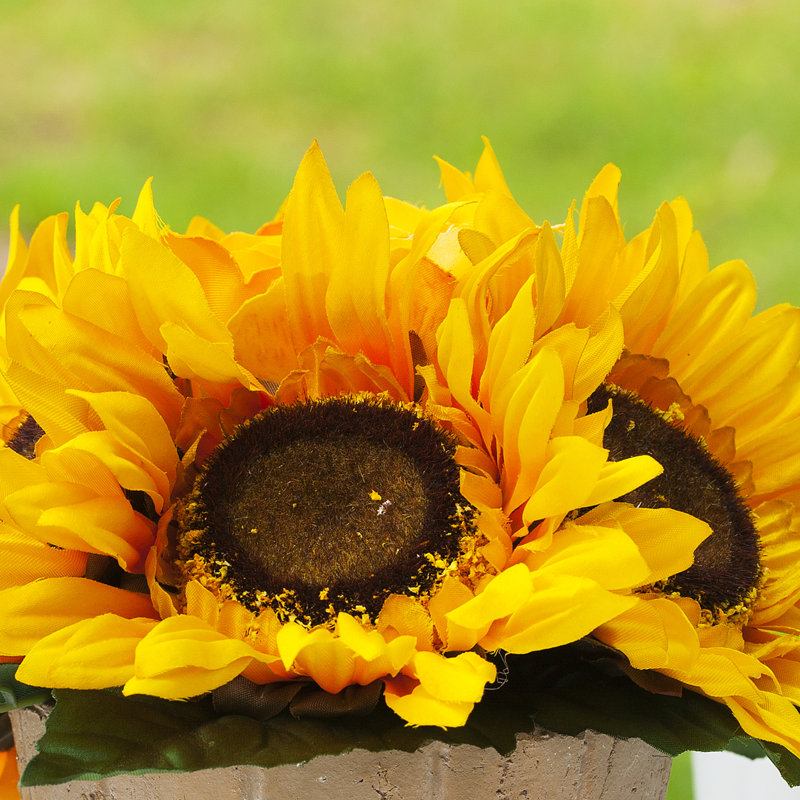 Faux Silk Sunflower Arrangement in Pot