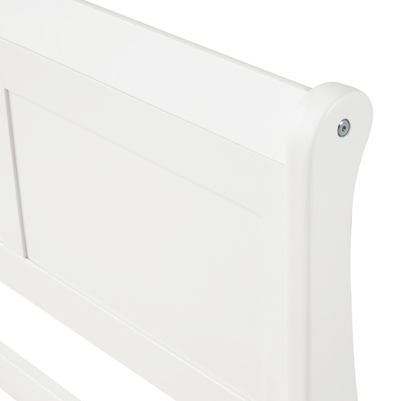 Structure de lit pleine grandeur avec lit plateforme et tête de lit en bois, Full, Blanc