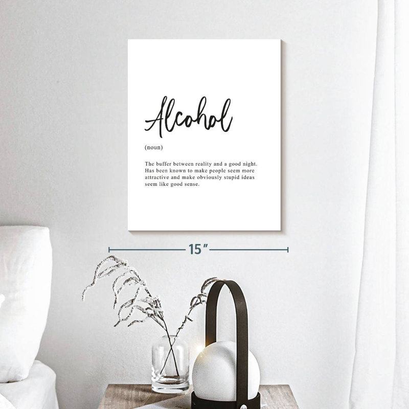 Drôle de définition de l'alcool, reproduction sur toile, 15" H x 12" W x 1.25" D