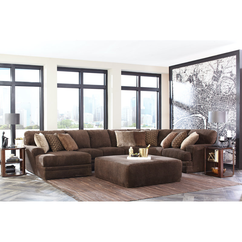 Canapé modulaire rembourré 4 pièces Blain comprenant 9 coussins décoratifs et 1 repose-pieds cocktail
