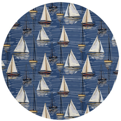 Tapis bleu intérieur / extérieur en polyester tissé à la machine Lampeter