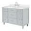 Meuble-lavabo simple en bois massif 43 po ARIEL Monrow en gris avec plateau en quartz blanc pur 1,5 po, évier central-99405036-125038766-131238286