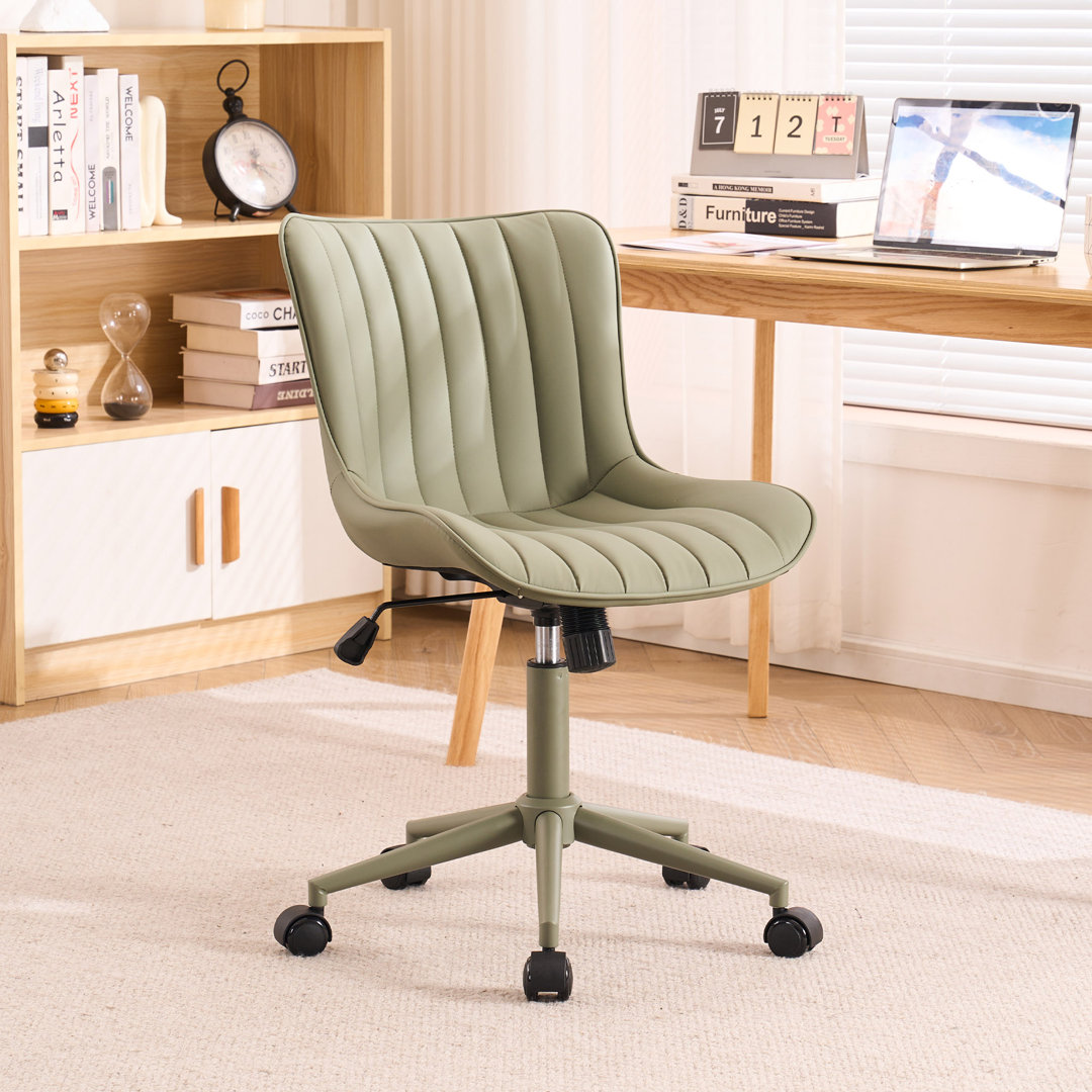 Brionni Leather Upholstered Office Desk Chair Swivel Task Chair Height Adjust Conference Chair Latitude Run® Upholstery Color: Olive Green Performance Faux Leather