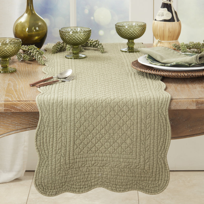 Sophisticated Quilted Table Runner, Green