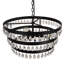 Lustre moderne en cristal noir à 3 niveaux