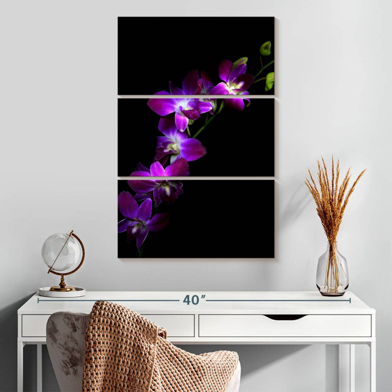 Orchidées mauves Dendrobium, H 32 po x l 20 po