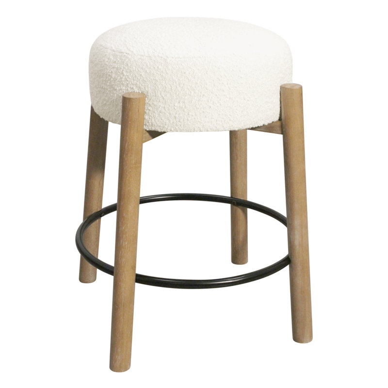 Natalia Stool In Boucle Fabric, Ivory, Counter Stool (27” Seat Height)