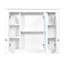 Armoire de salle de bain avec miroir, 4 tablettes murales, blanc moderne et miroir, hauteur réglable