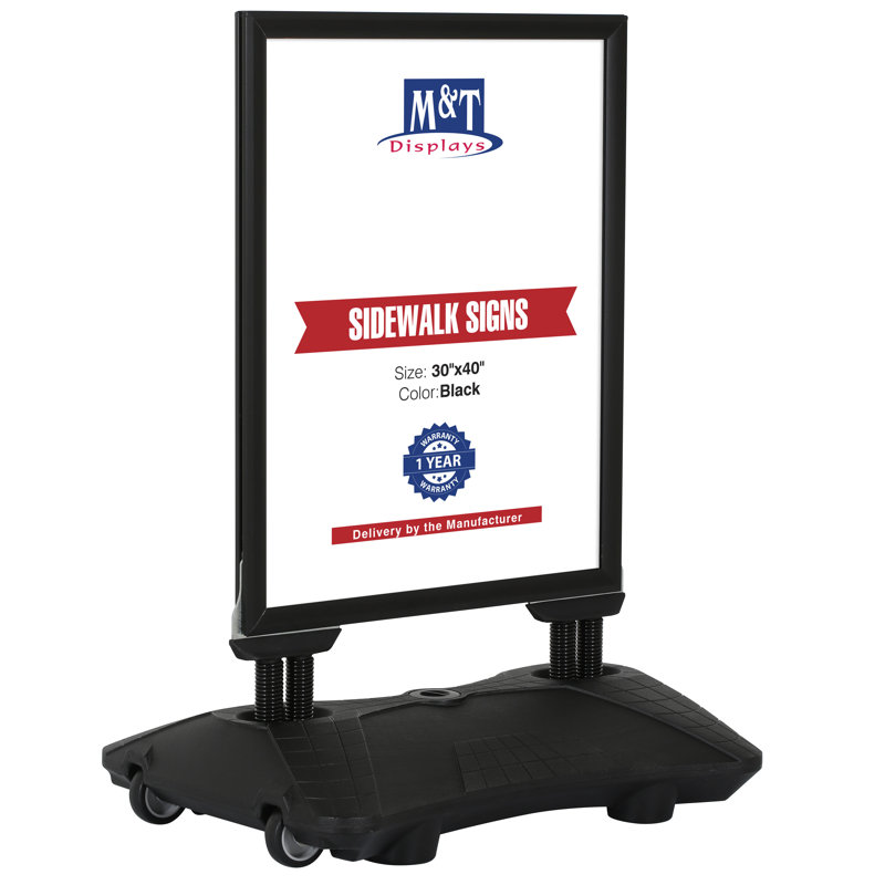 Porte-affiche de trottoir extérieur WindPro Lite 24 x 36 po noir résistant aux intempéries, Noir