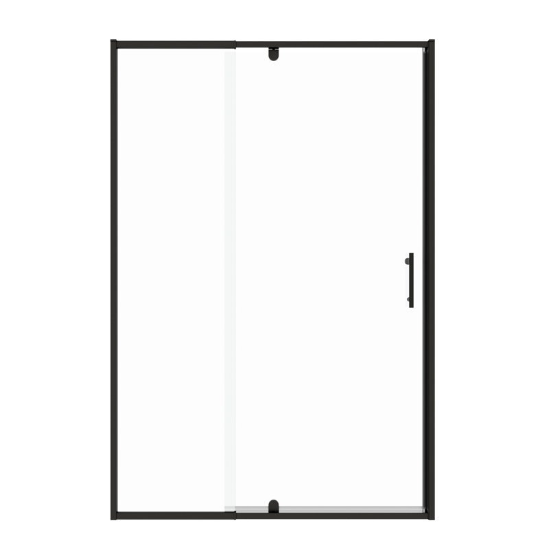 Pivot Frame Shower Door In Black Matte - 44-48" Width, 71" Height, 1/4" Tempered Glass, Stainless Steel Handle, Magnetic Close, Leakage Enclosure W, H, Leak Design