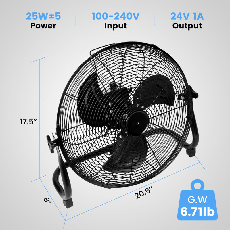 Rechargeable Battery Powered Variable Speed Fan Adjustable Tilt with 5V USB Output for Outdoor Use, 16"