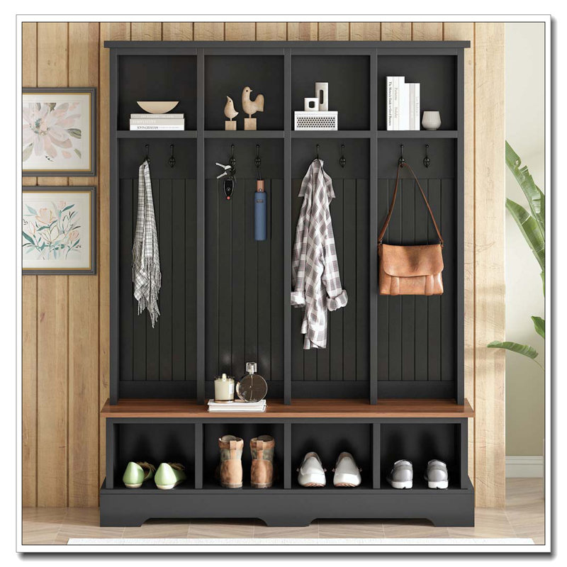 Hall Tree with 8 Hooks, Black