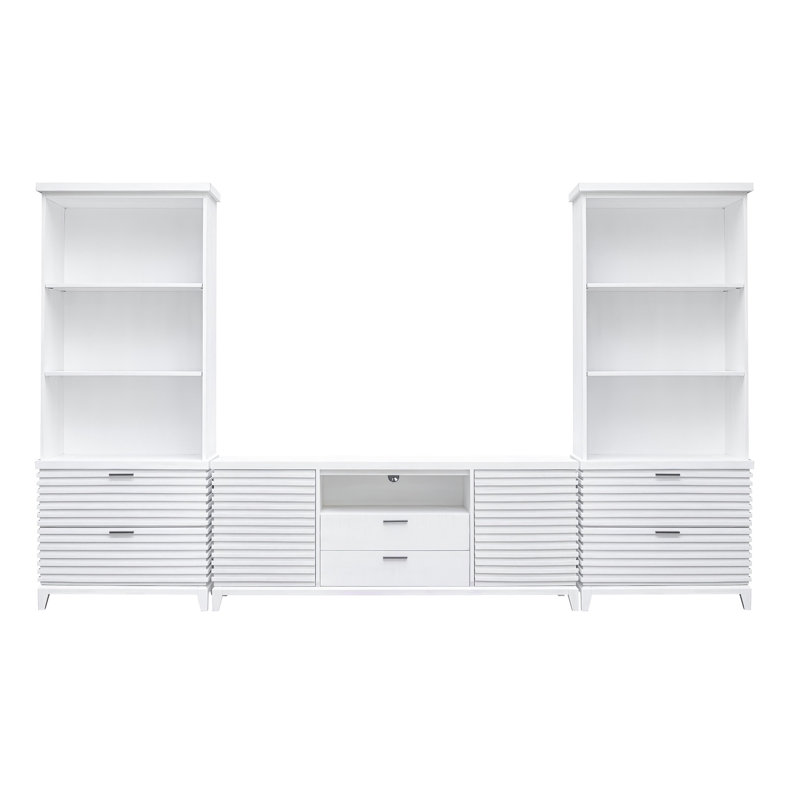 Capri Media Console With Two Pier Bookcases