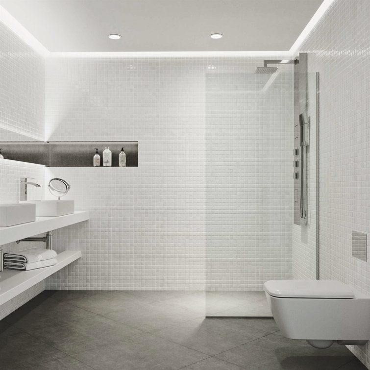 Zenith 34" W x 74" H Fixed Frameless Shower Screen with 3/8" Glass