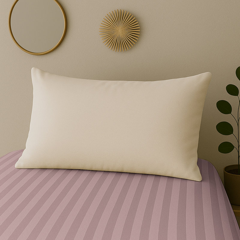 40cm Deep Pocket Microfiber Stripe Fitted Sheet, Double (4'6), Pink