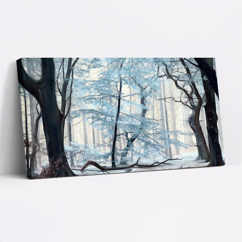 «Winter Forest Landscape», ensemble de 1 reproduction d'art sur toile tendue sur toile, H 28 po x l 58 po