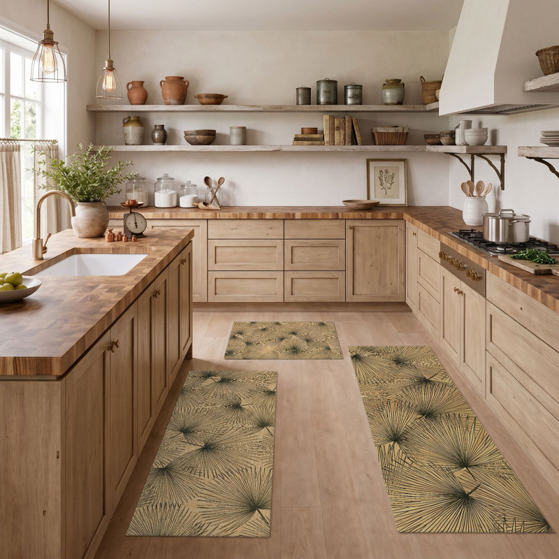 Palm Leaf Non-Slip Washable Kitchen Mats