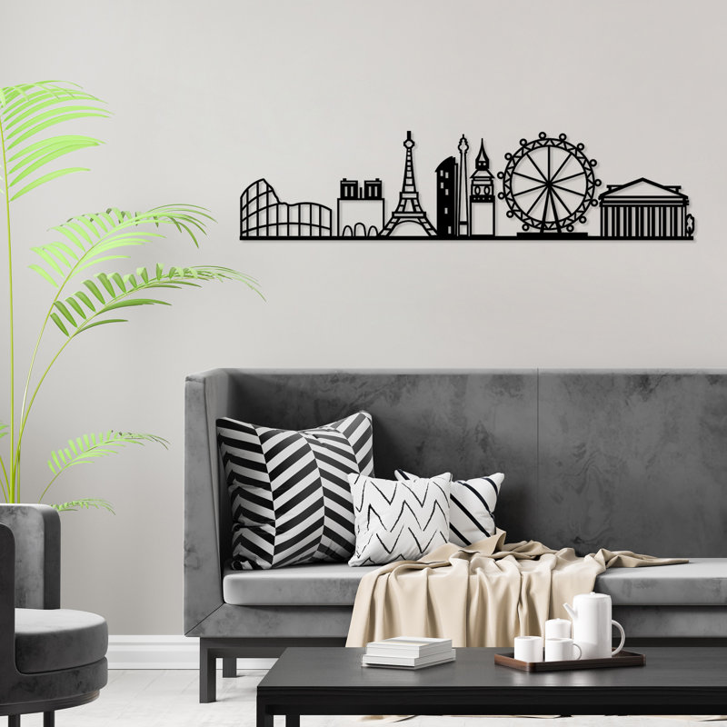 Stylish Decorative Metal Wall Accessory, Black Finish, 47.2 x 11.4 inches | 100% Metal, Thickness: 0.06 inches | Perfect for Home Decor, Modern Aesthetic, Durable and Eye-Catching Design