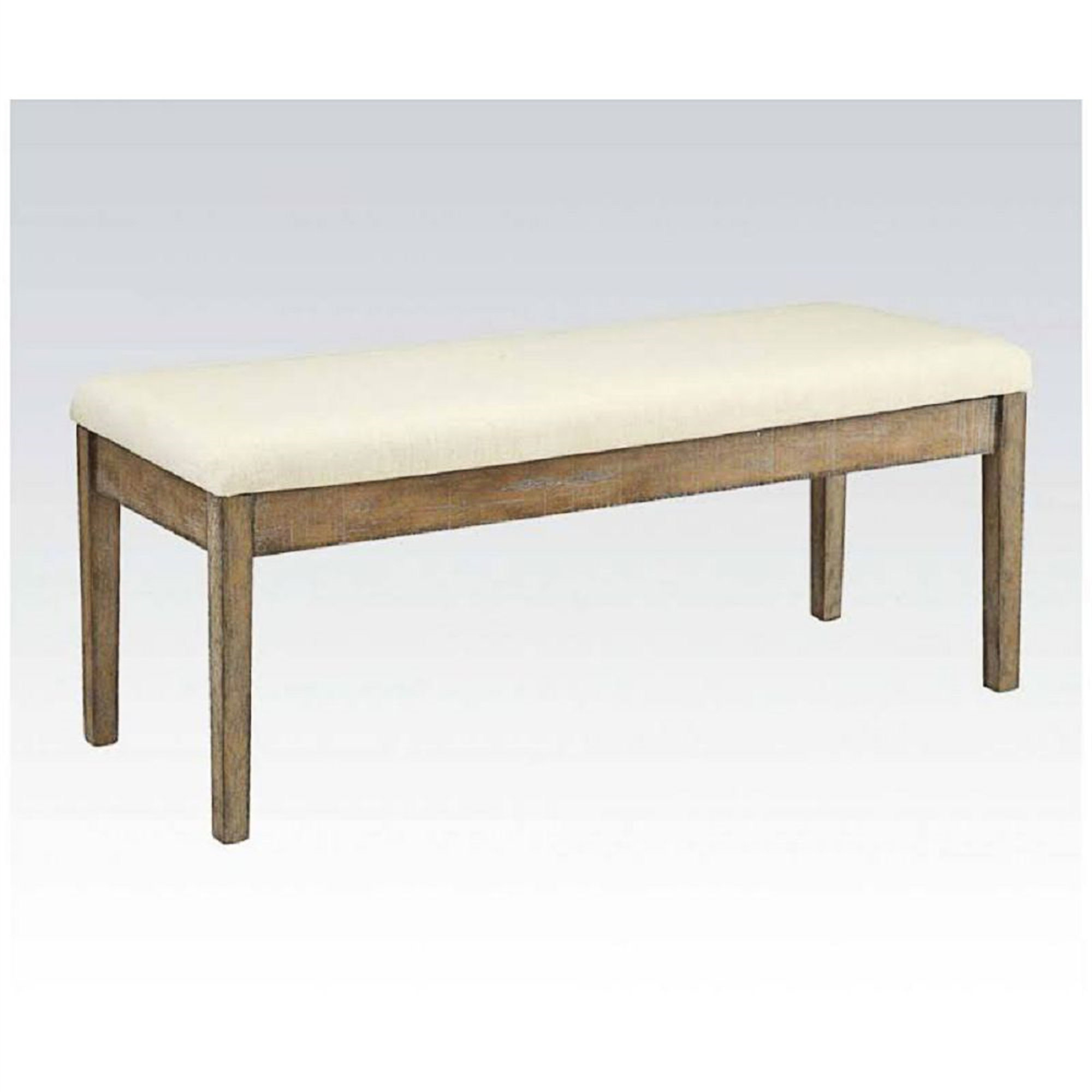 Gracie Oaks Claudia Bench In Beige Linen & Salvage Brown | Wayfair