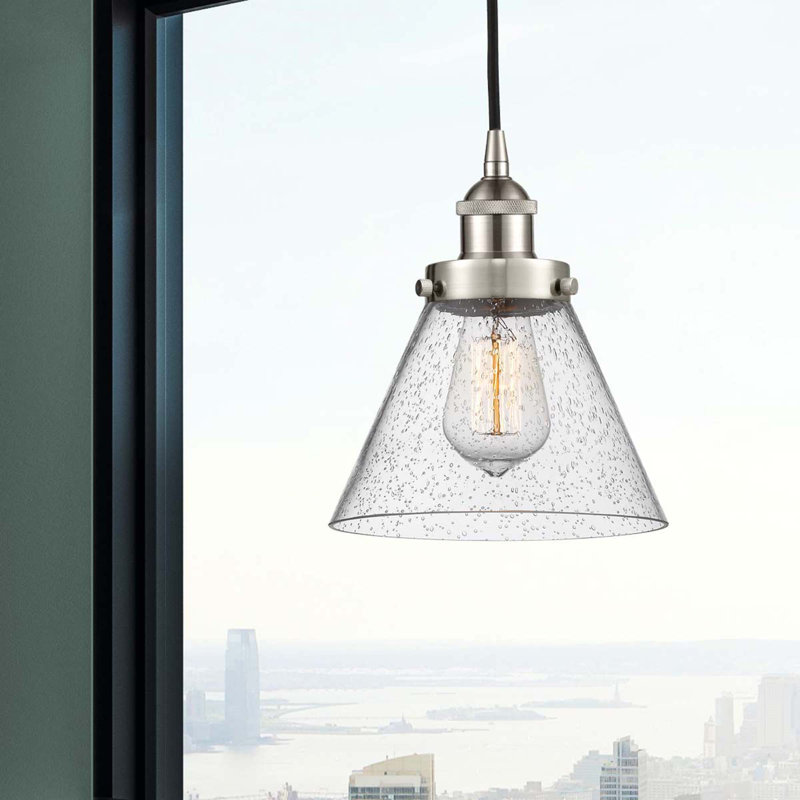 Annis 1 - Light Single Pendant, LED, Seedy/Small Cone, Brushed Satin Nickel