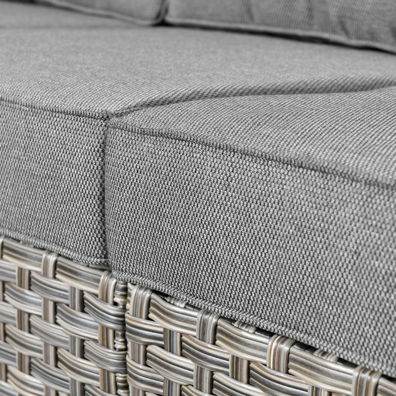 Harper Wicker 7 - Person Patio Conversation Set with Cushions, Dark Gray