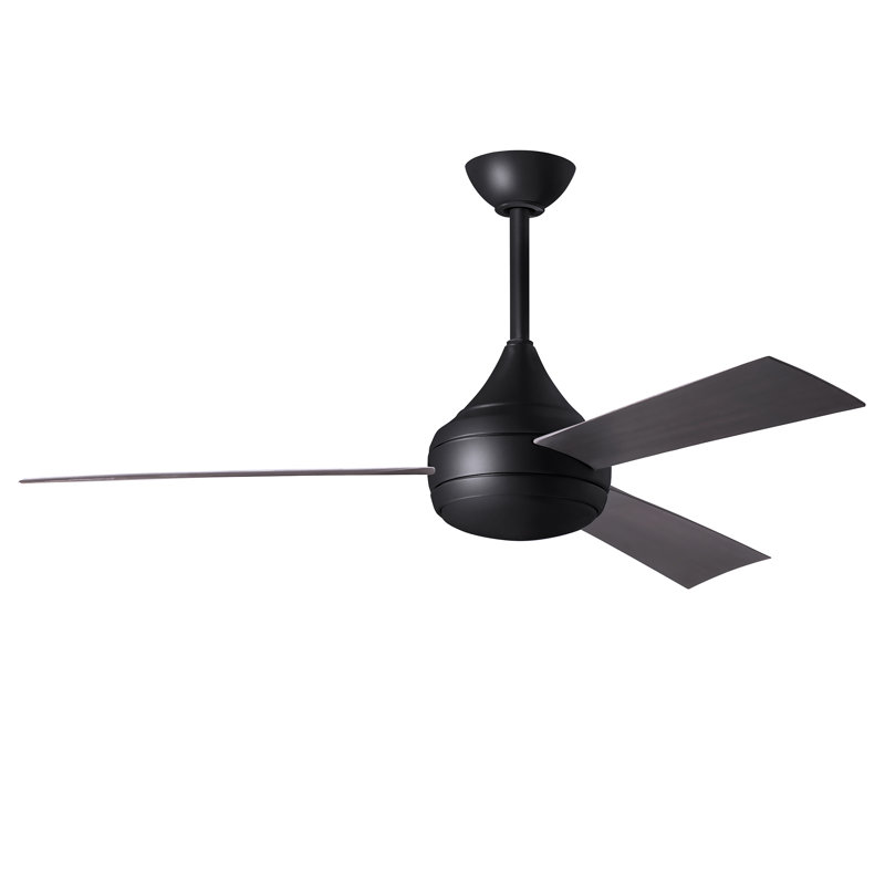 Donaire LED Outdoor Downrod Ceiling Fan, Matte Black, Brushed Bronze