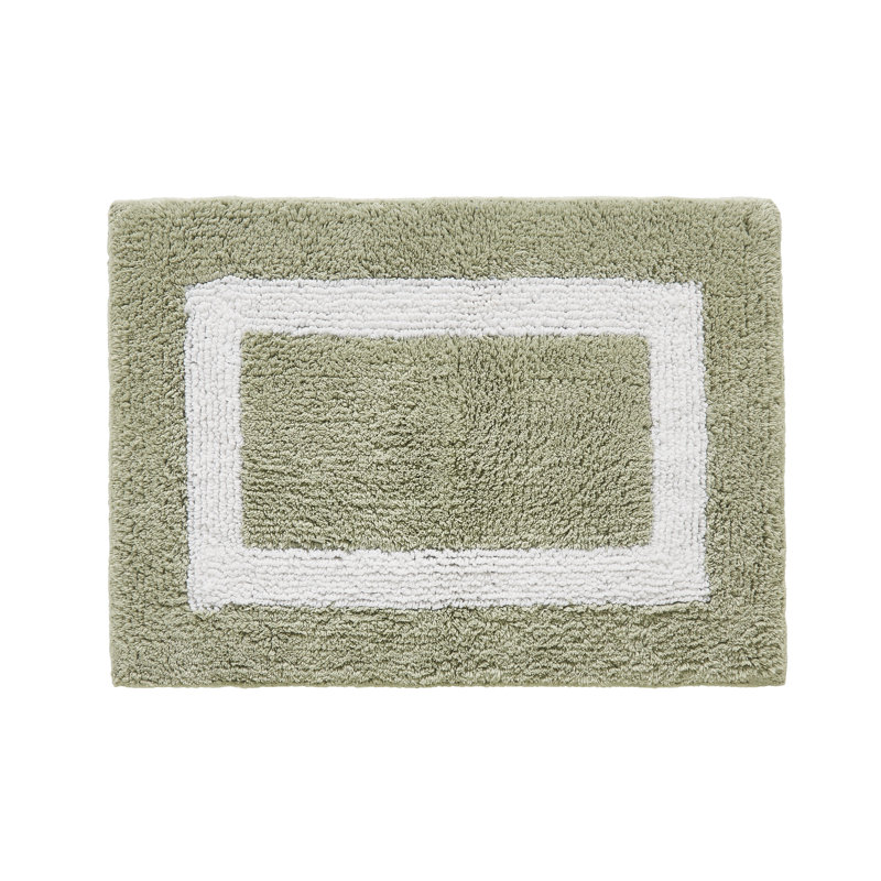 Atle Reversible Cotton Tufted Bath Rug Set, 3PC (17" x 24" | 20" x 20" | 21" x 34"), Dark Sage/White