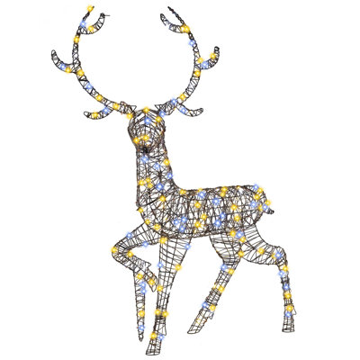 Dakota Fields Christmas 3d Lighted Reindeer Pre-lit Rattan Buck W/ Large Antlers & 170 Led Lights