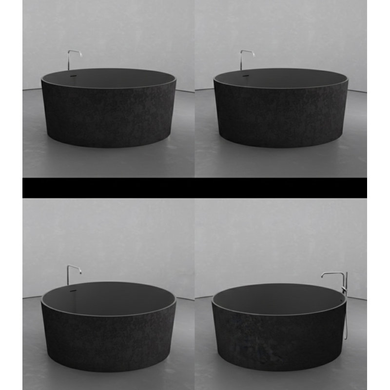Baignoire autoportante en béton texturé noir / noir / noir 58,9 po Vast Studio, Noir