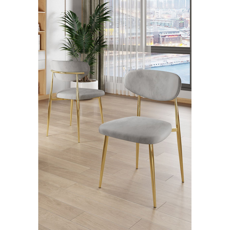 Ensemble de chaises modernes 6 pièces, gris et or, 19,7 po x 34,6 po x 18,5 po | Structure 100% métal, envers en contreplaqué, tissu Babyface | Siège confortable de 19,3 po de hauteur, avec 22 sièges en mousse pour le dossier et 28 sièges en mousse pour le siège | Design élégant et glamour