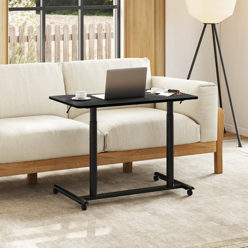 Bureau debout à hauteur ajustable Jamelia, Noir / noir