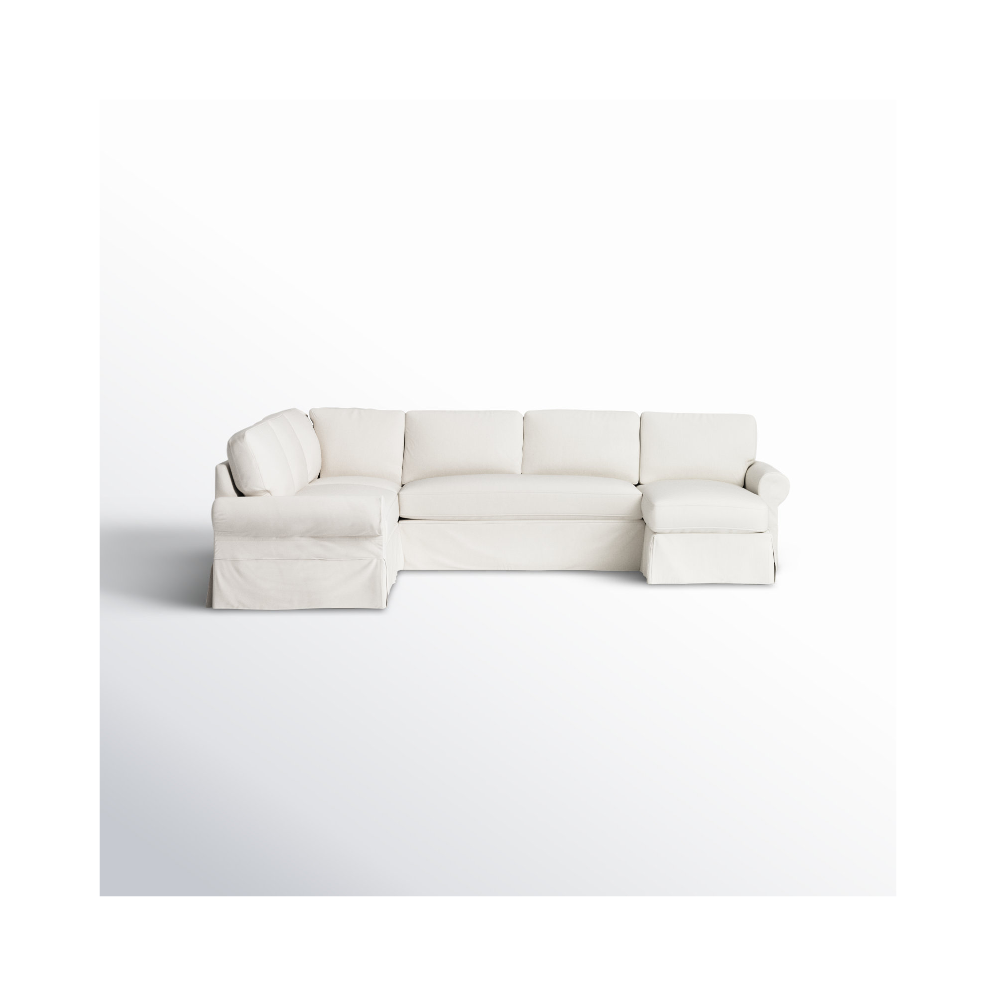 Porter Upholstered U-Sectional, Bayou Off White Canvas, Right Hand Facing