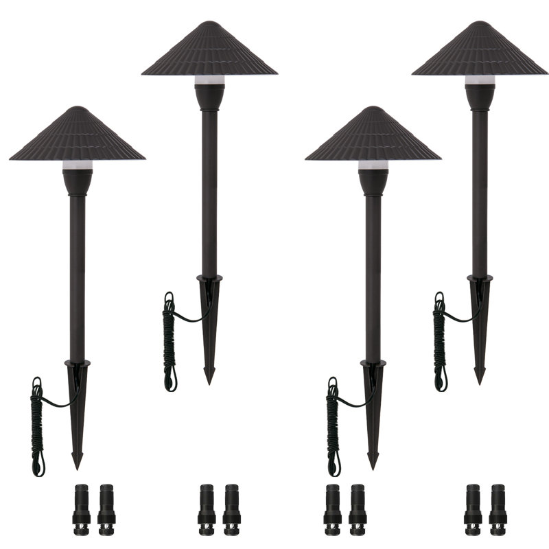Ensemble de 4 lumières de chemin à DEL intégrées en aluminium huilé à basse tension bronze huilé