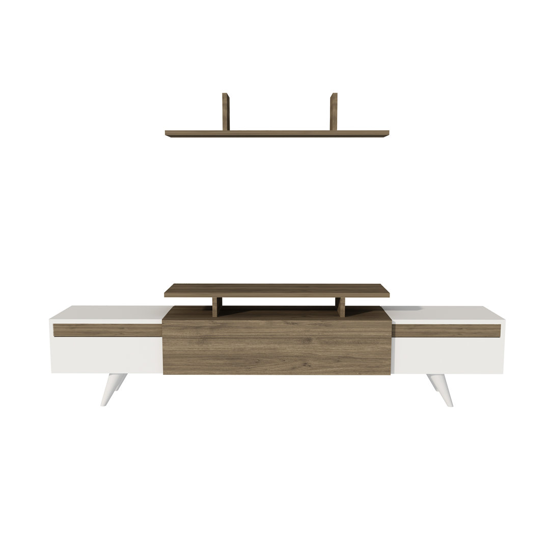 Ashley TV Stand And Entertainment Center - White & Walnut brown,white