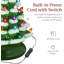 Arbre de Noël 15 po en céramique, arbre de Noël de table pré-éclairé peint à la main, 2 étoiles, 64 lumières - floqué avec ampoules multicolores