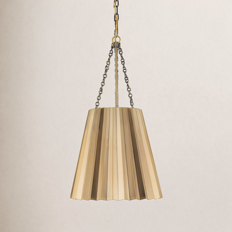 Luminaire suspendu simple 1 lumière Tindra, H 27,25 po x l 16 po x P 16 po, Doré vieilli