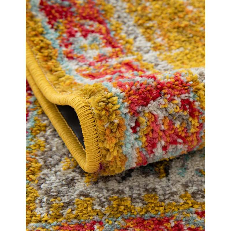Tapis doré / rouge Galyean, Rectangle 5 pi 3 po x 7 pi 1 po, Gold/Red