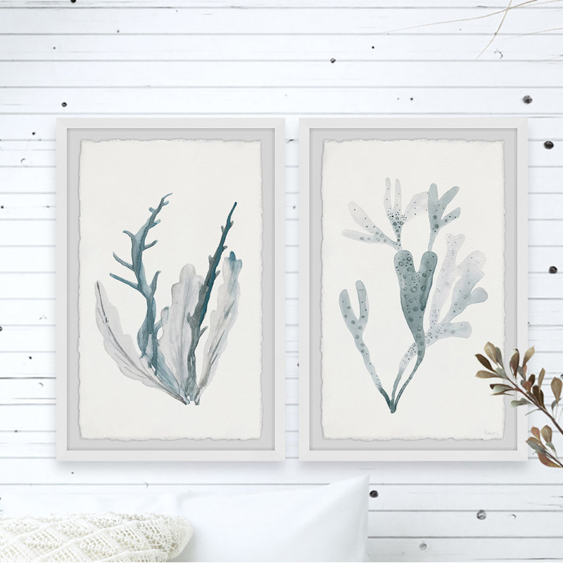 «Corals in Blue», ensemble de 2 reproductions d'art sur papier encadrées, H 24 po x l 16 po x P 1,5 po