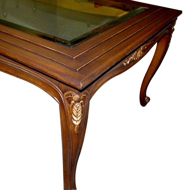 Table basse Bellecour de style français avec dessus en verre
