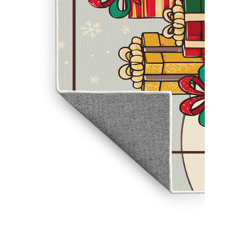 Tapis de vacances d'hiver de Noël lavable The Holiday Aisle®, Rectangulaire 2 pi x 3 pi