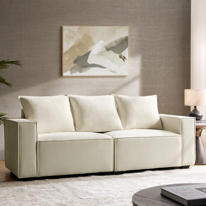 Paavo 84" Modern 3 - Piece Two Upholstery Options and Modular Sofa, Beige