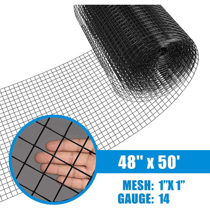 Fil soudé noir de calibre 14 Fencer Wire avec treillis mesurant 1 pouce par 1 pouce, options multiples