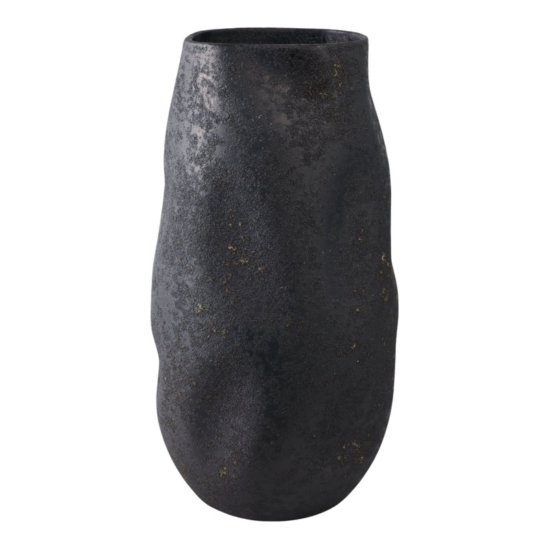 Handcrafted Earthenware Vase with Organic Sculpted Design, 14" H x 8" W x 8" D