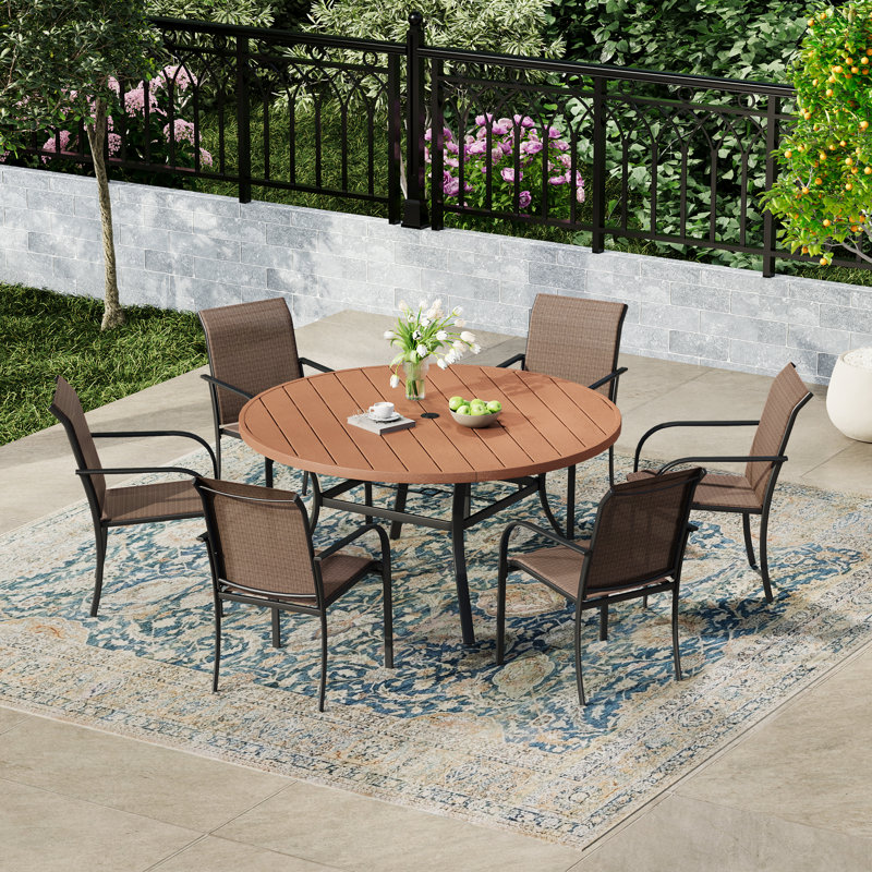 Ensemble repas extérieur pour 6 personnes, Brun / brun
