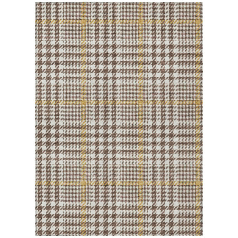 Tapis intérieur lavable à carreaux brun et beige 8 pi x 10 pi